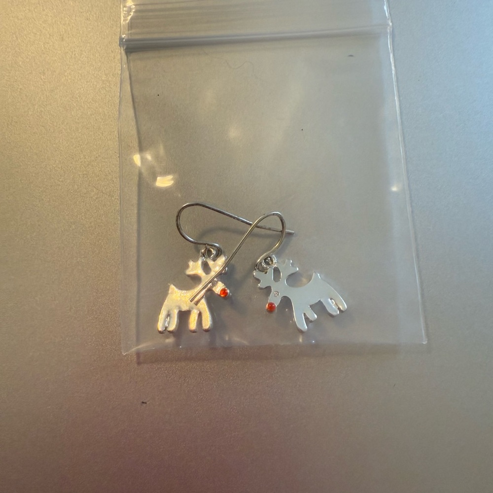 Silver Reindeer Earrings